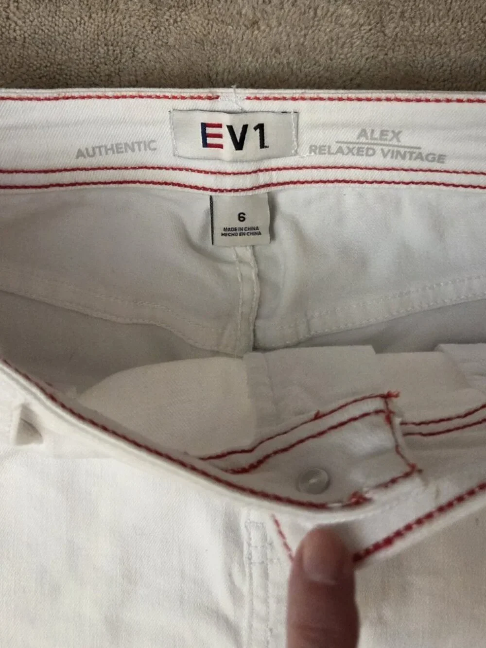 Ev1 sz 6-8 White Alex Laxed Vintage Denim Jean Skirt Stretch Cotton Blend Stripe